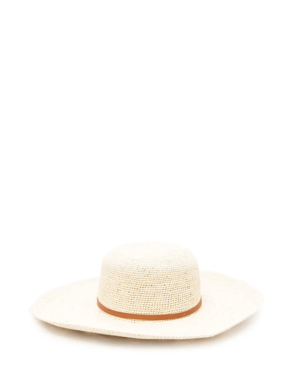 Borsalino  leather-trimmed straw hat
