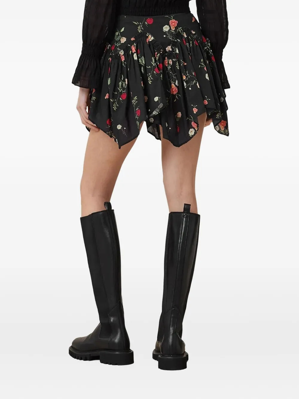 AllSaints  floral-print ruffled skirt