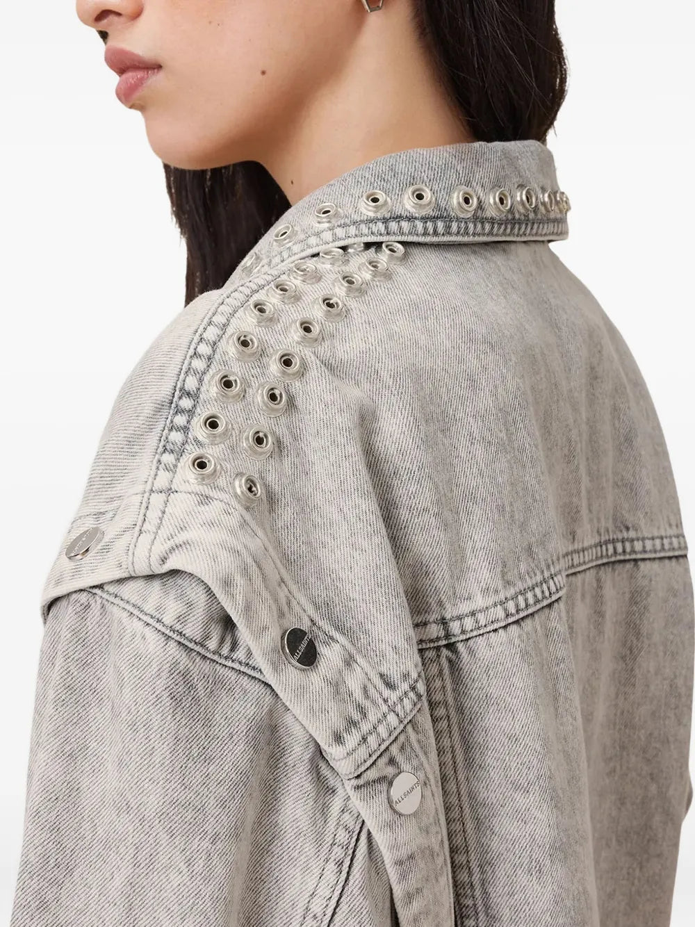 AllSaints  eyelet-embellished denim jacket