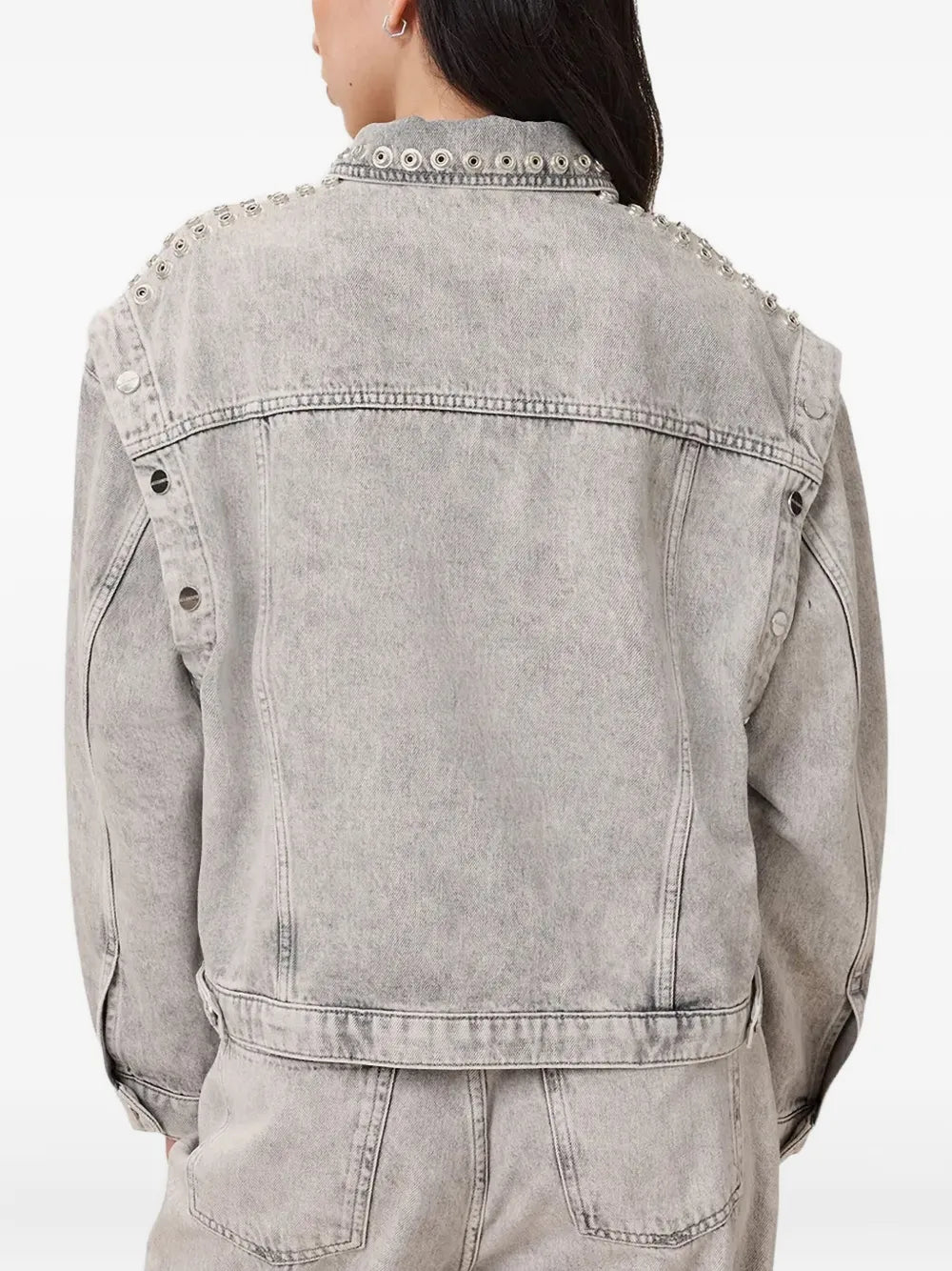 AllSaints  eyelet-embellished denim jacket