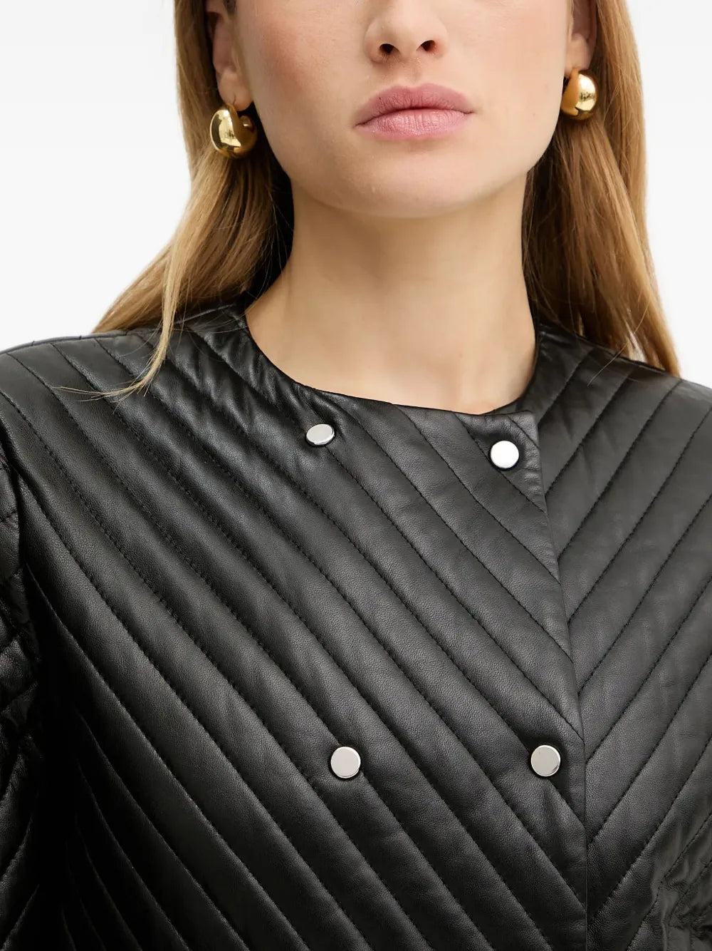 BOSS  quilted-chevron cropped jacket