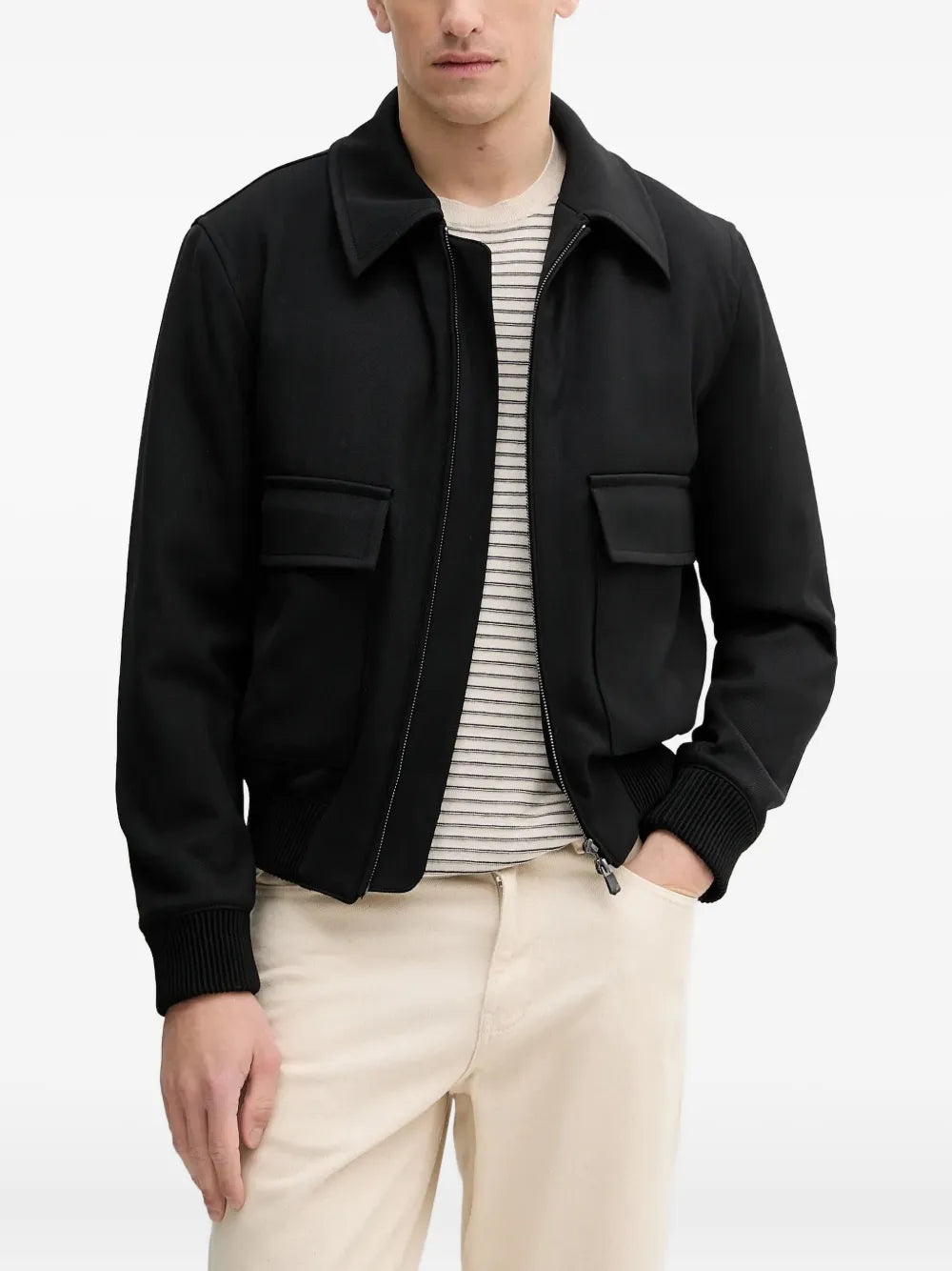 BOSS  flap-pocket zip-front jacket