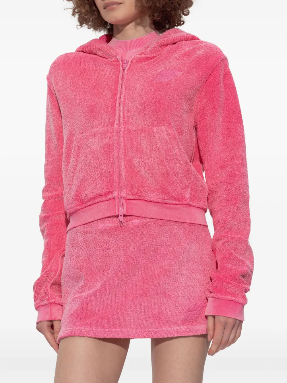 Alexander Wang  leaf-embroidered hooded zip-up top