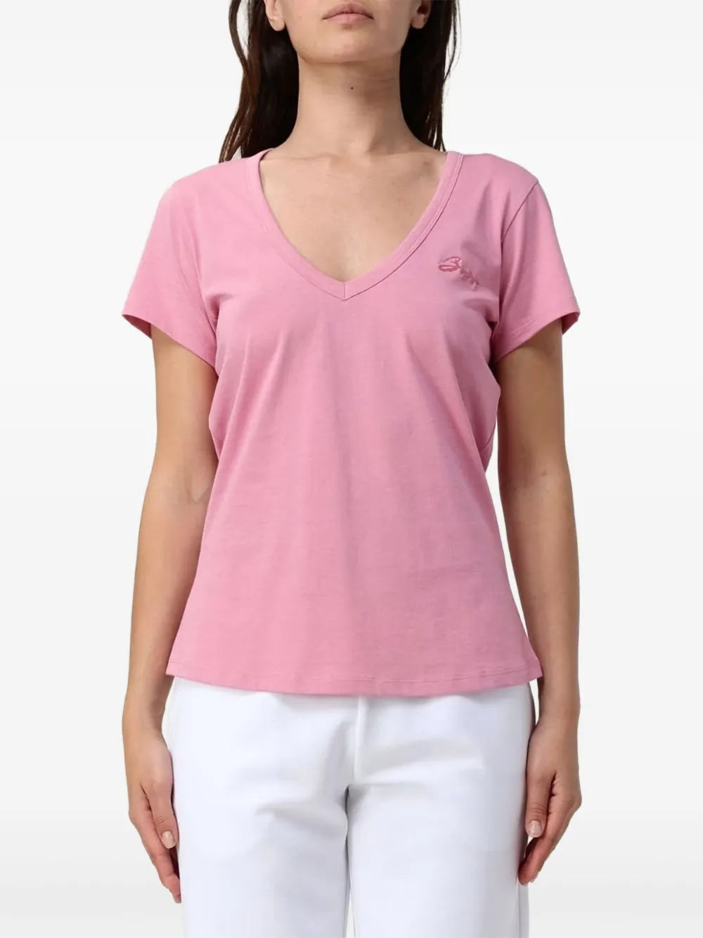 BOSS  embroidered V-neck T-shirt
