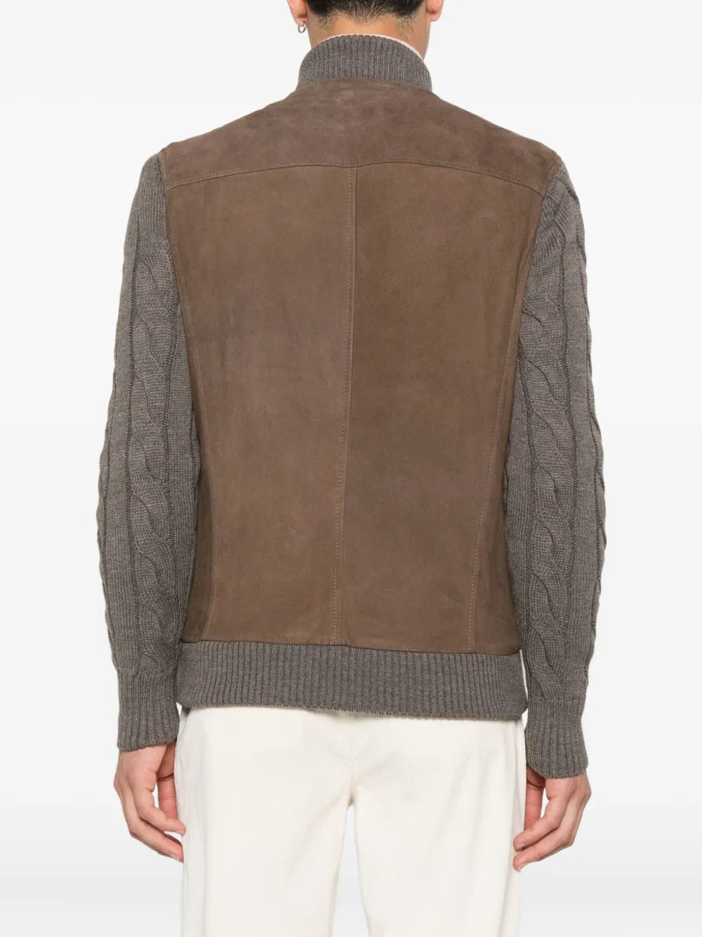 Barba Napoli Mare  suede cable-knit jacket