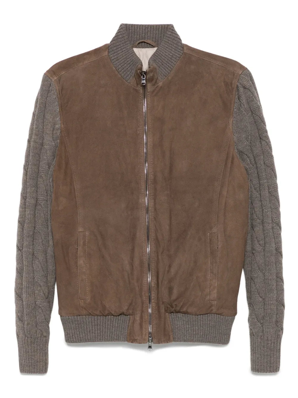 Barba Napoli Mare  suede cable-knit jacket