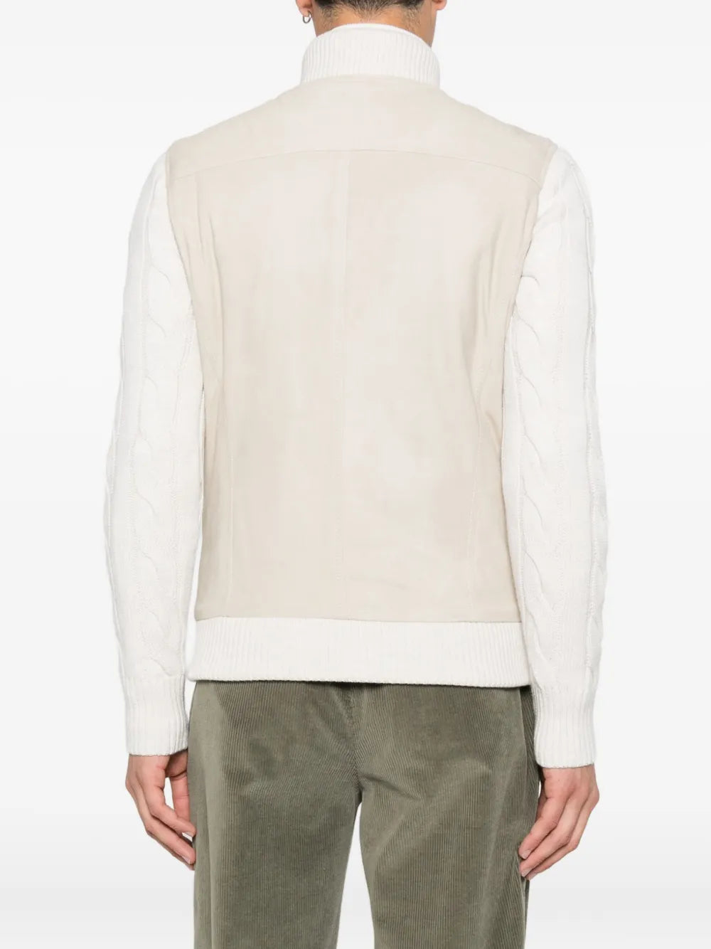 Barba Napoli Mare  cable-knit leather jacket