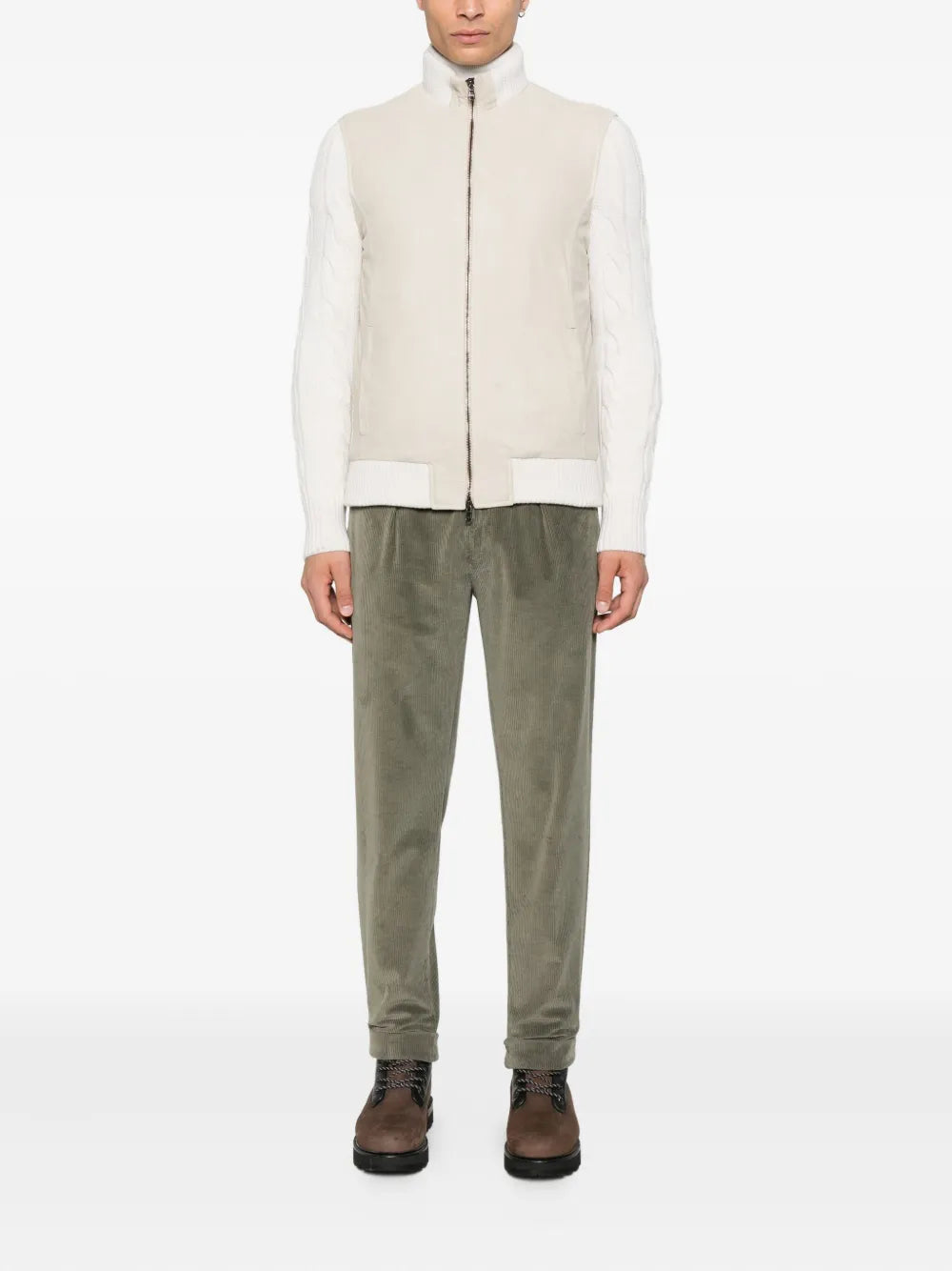 Barba Napoli Mare  cable-knit leather jacket