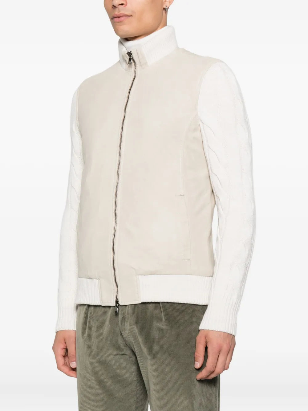 Barba Napoli Mare  cable-knit leather jacket