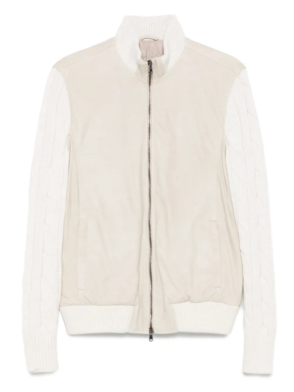 Barba Napoli Mare  cable-knit leather jacket