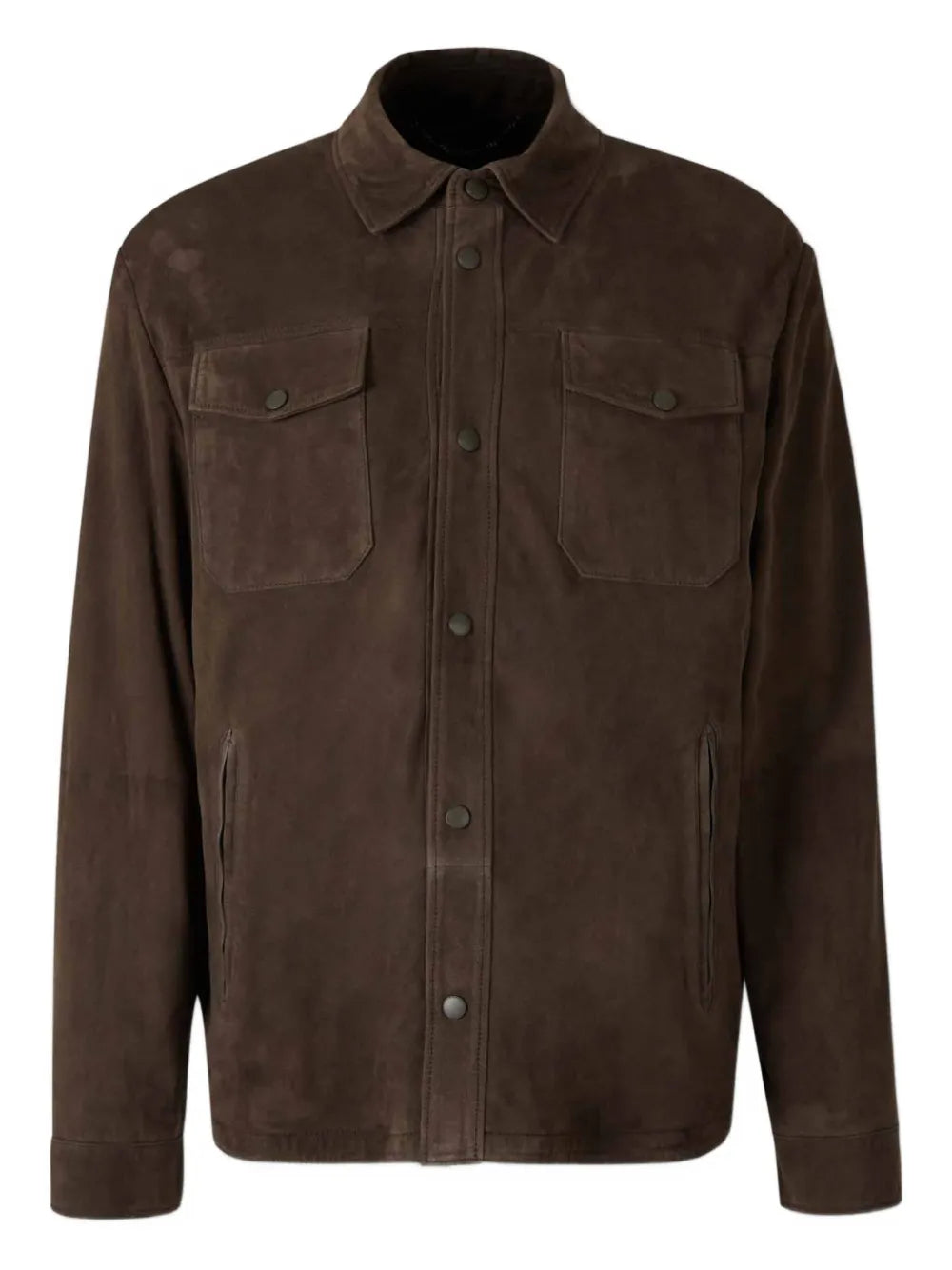 Canali suede button-fastening shirt jacket