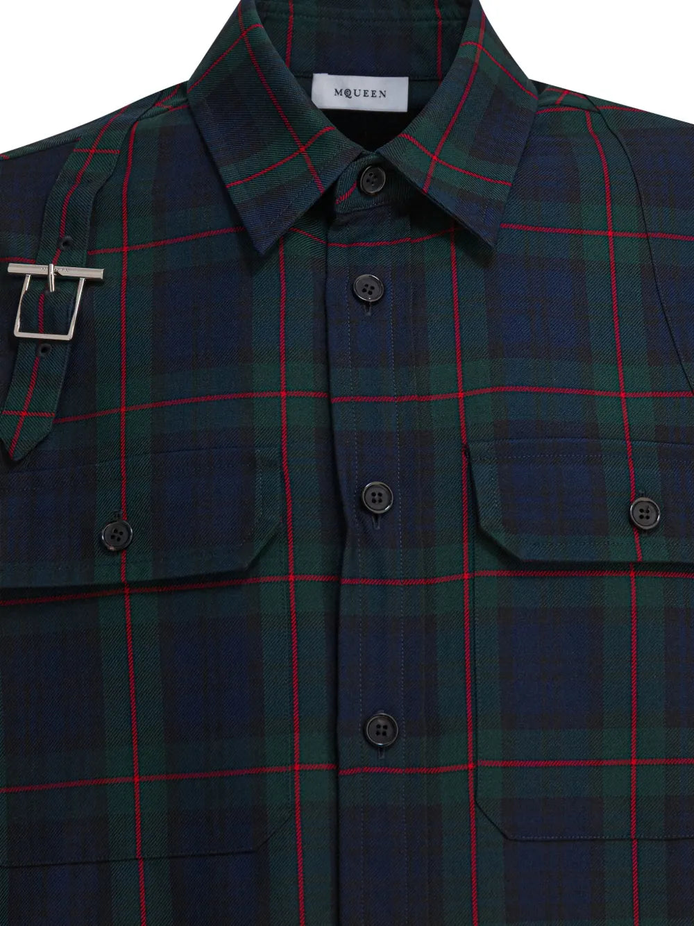 Alexander McQueen  buckle-strap plaid shirt