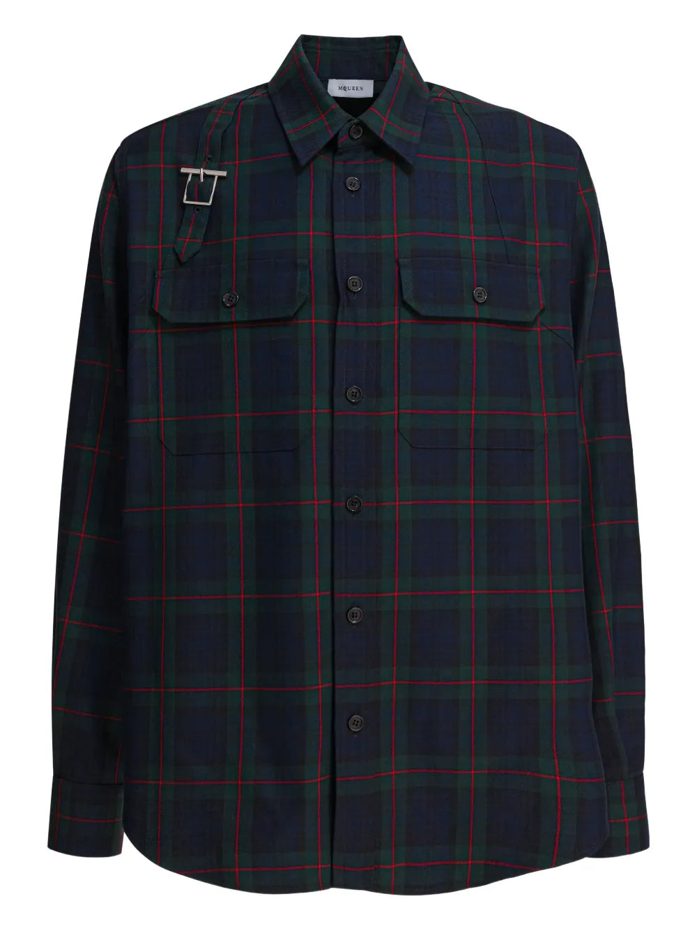 Alexander McQueen  buckle-strap plaid shirt