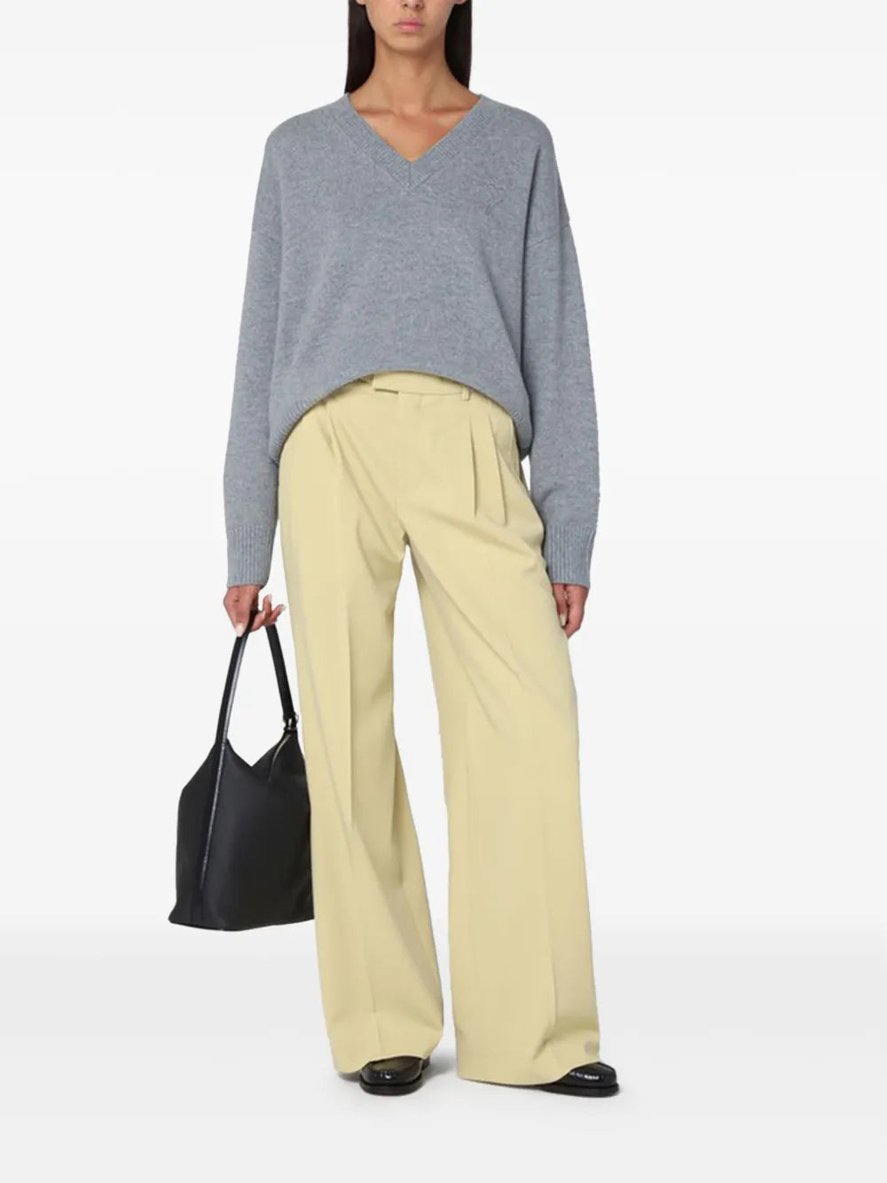AMI Paris logo-embroidered V-neck sweater