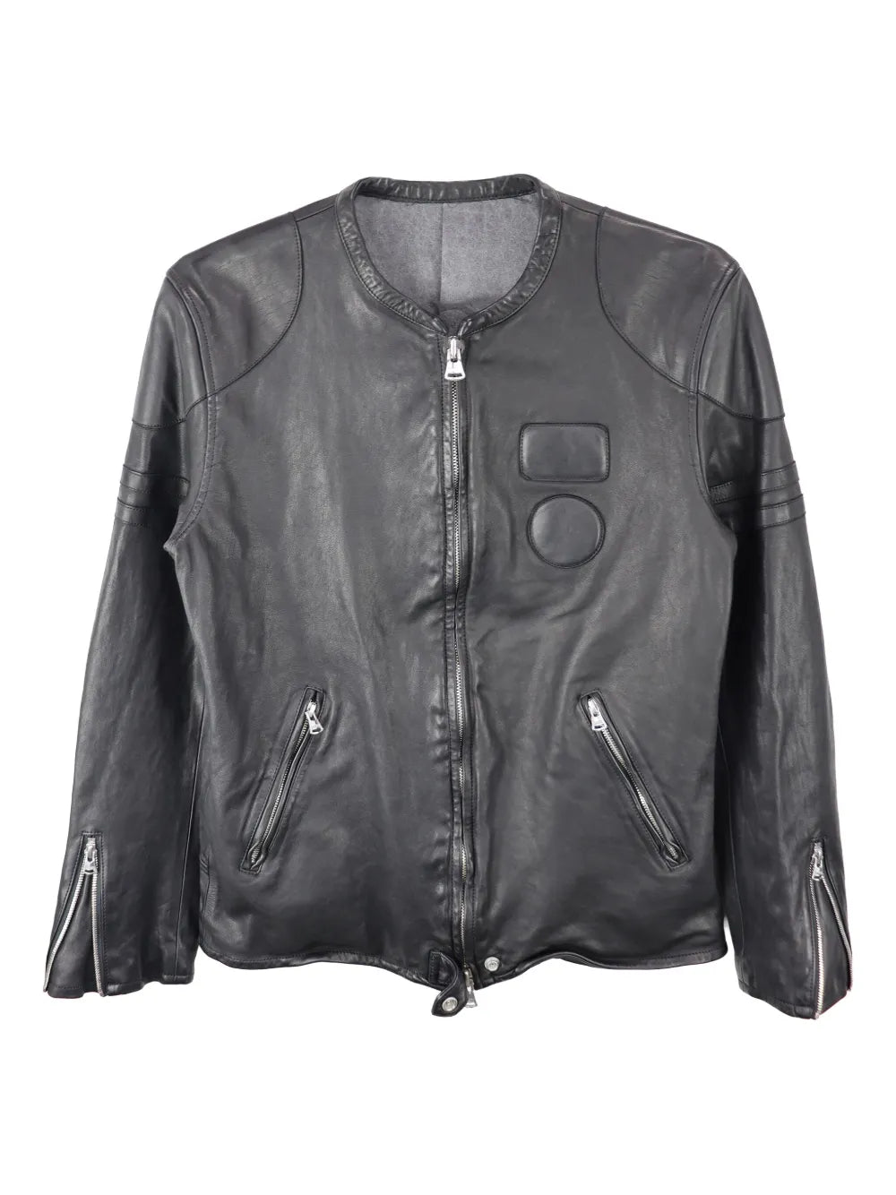 Yohji Yamamoto  embossed-logo leather jacket