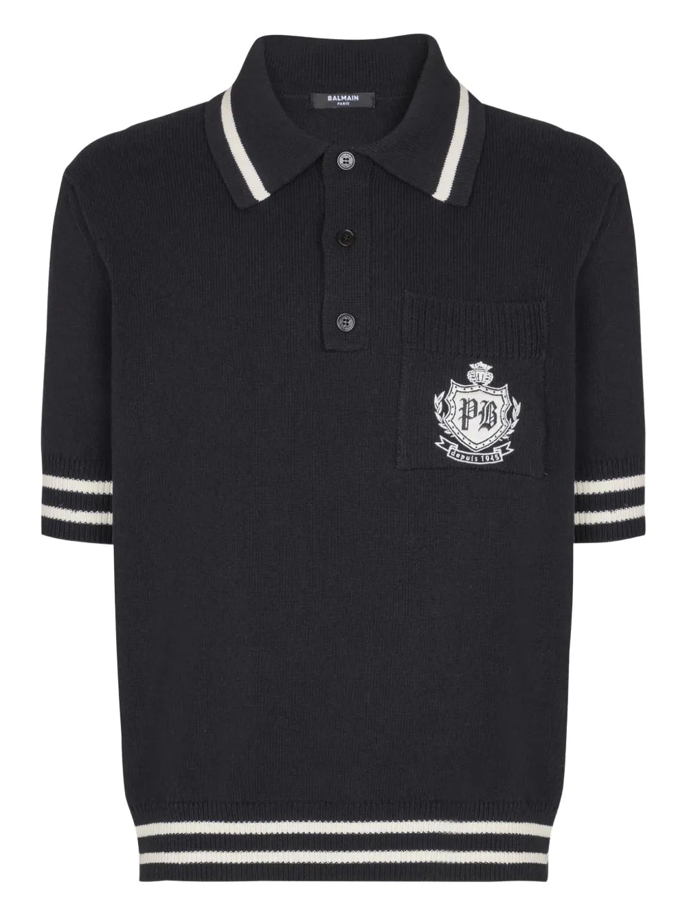 Balmain  emblem-logo knit polo shirt