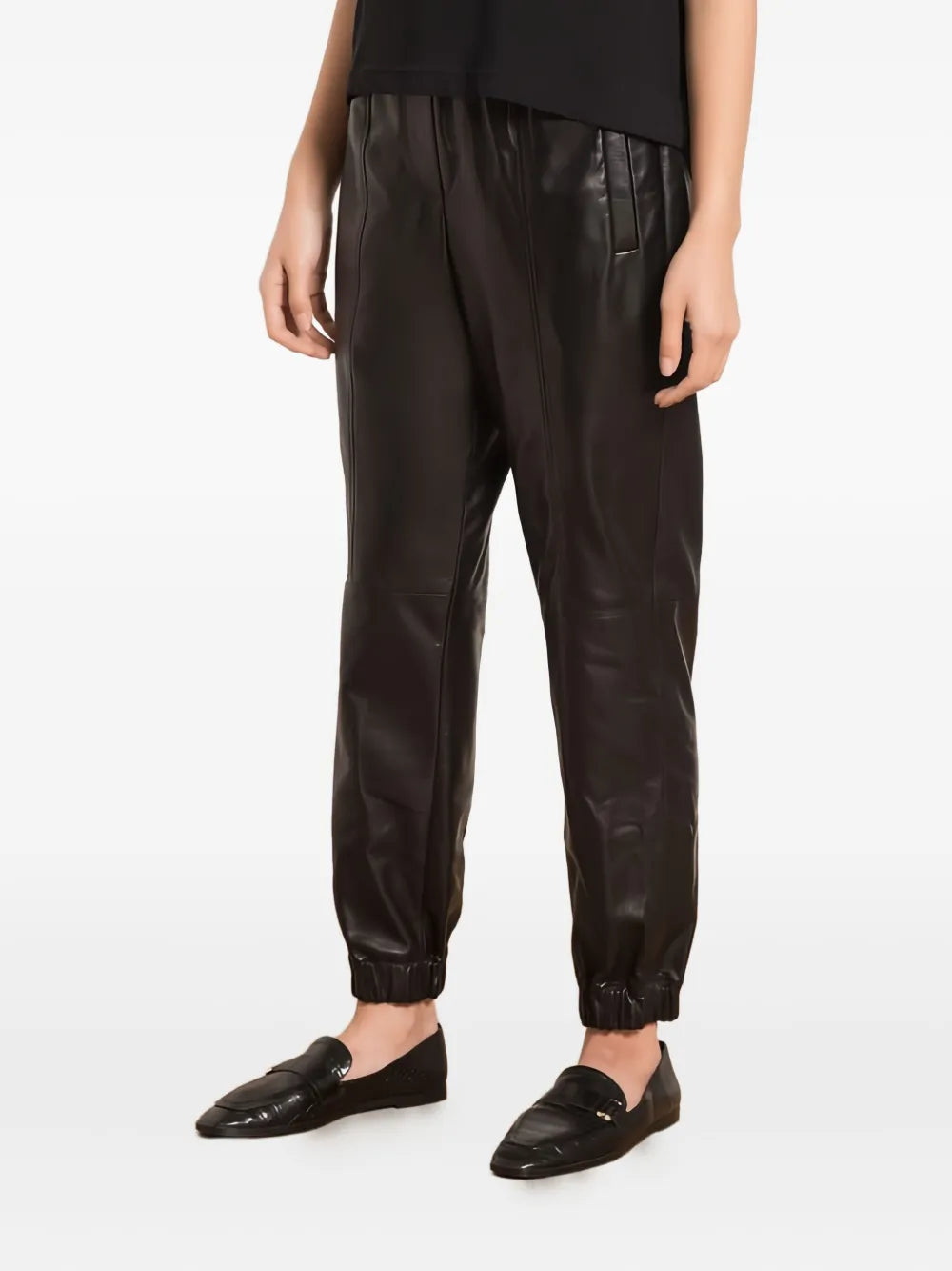 Brunello Cucinelli  elasticated leather tapered trousers