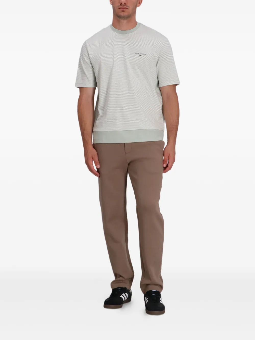 Armani Exchange  striped-pattern logo-print T-shirt