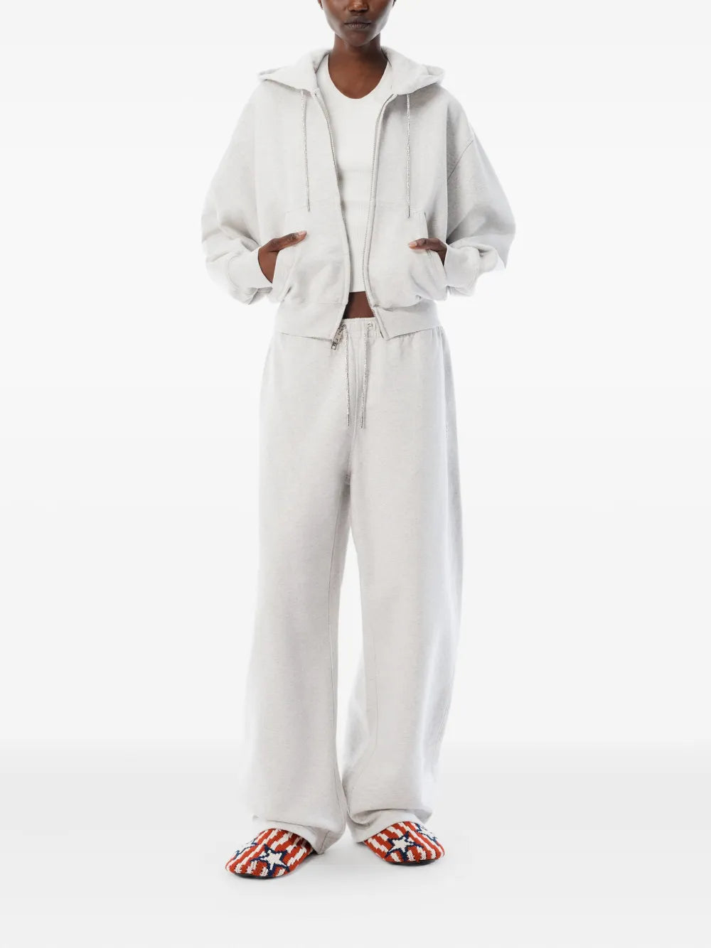 Alexander Wang rhinestone-drawcord track pants