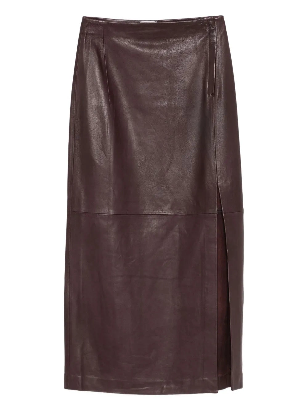 Alysi  leather side-split long skirt