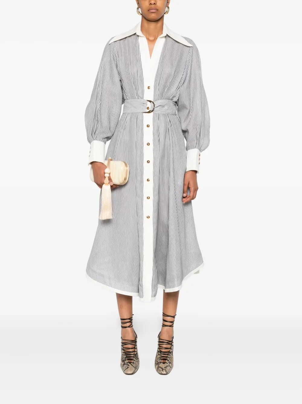 ZIMMERMANN  striped belted shirt dress