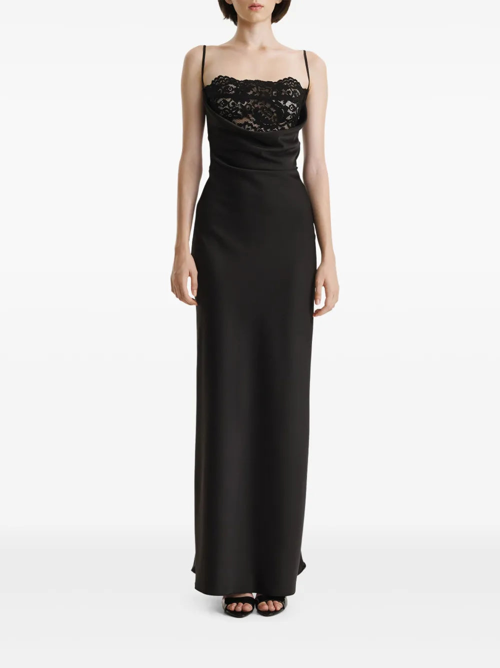 2310 STUDIO  lace-panel cowl-neck maxi dress