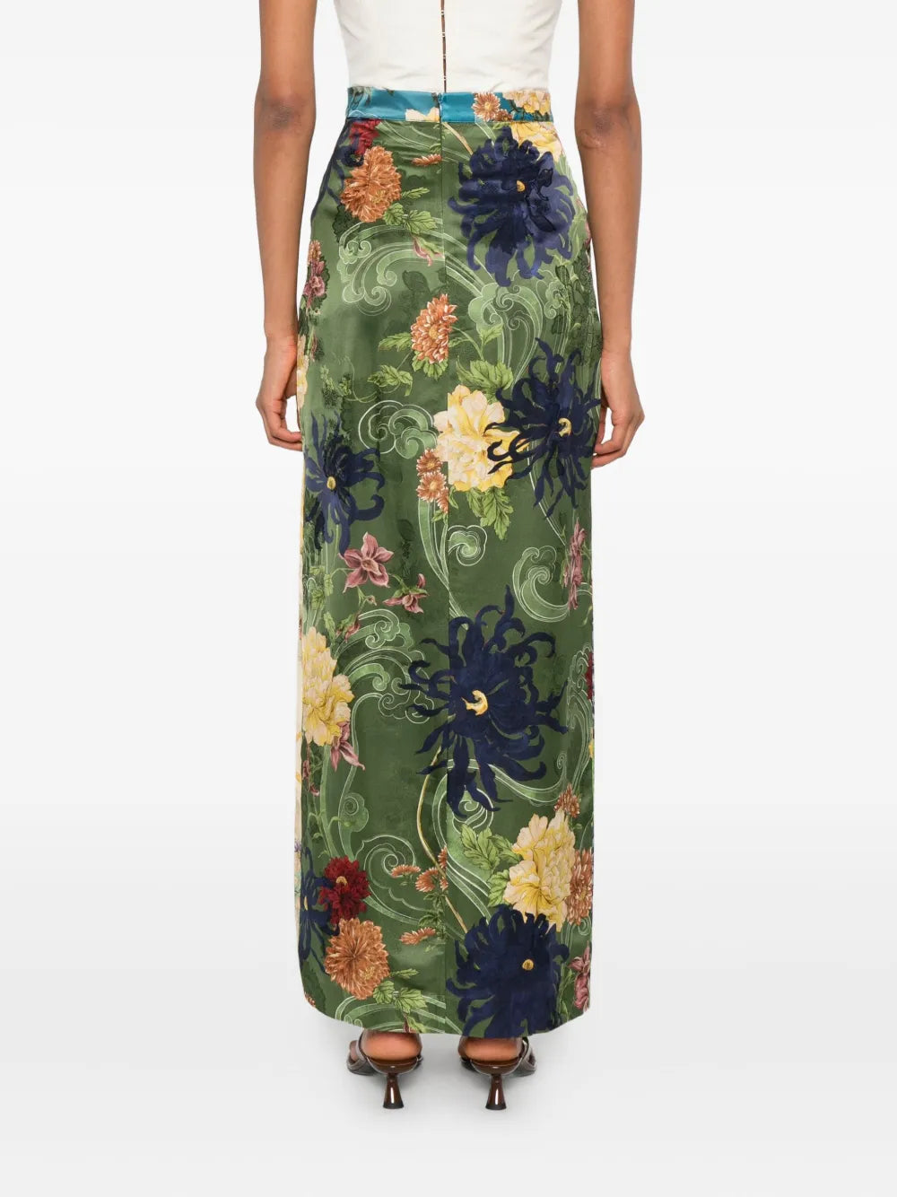 ALEMAIS  Avery floral-print side-split long skirt