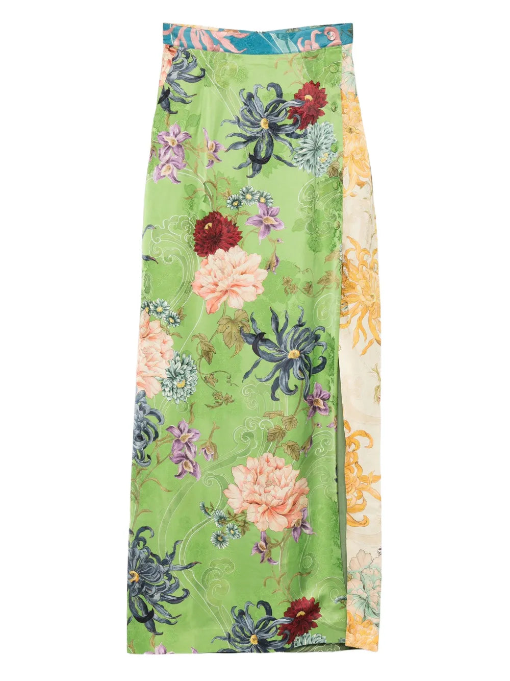 ALEMAIS  Avery floral-print side-split long skirt