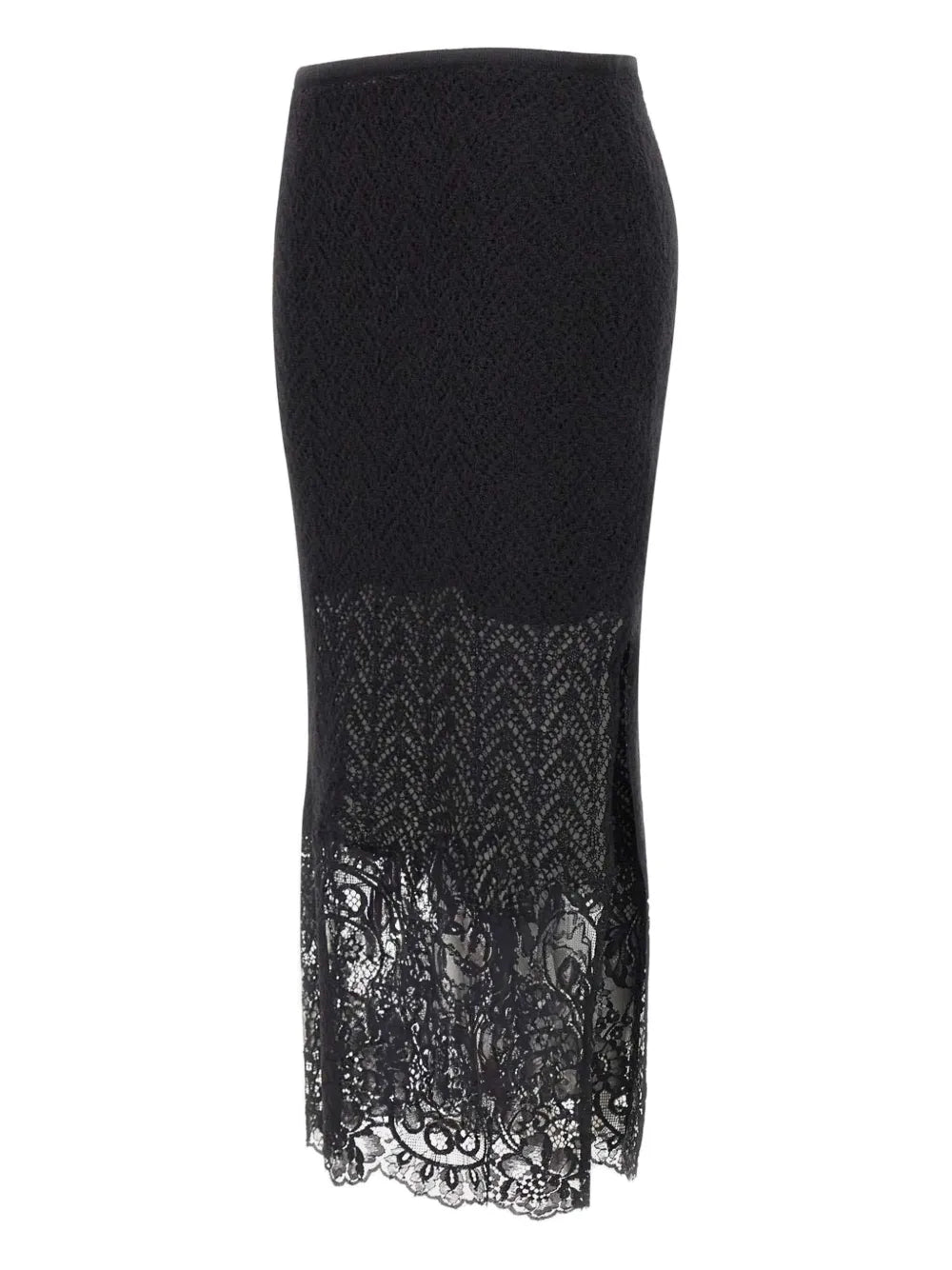 Blumarine textured lace-detailed midi skirt