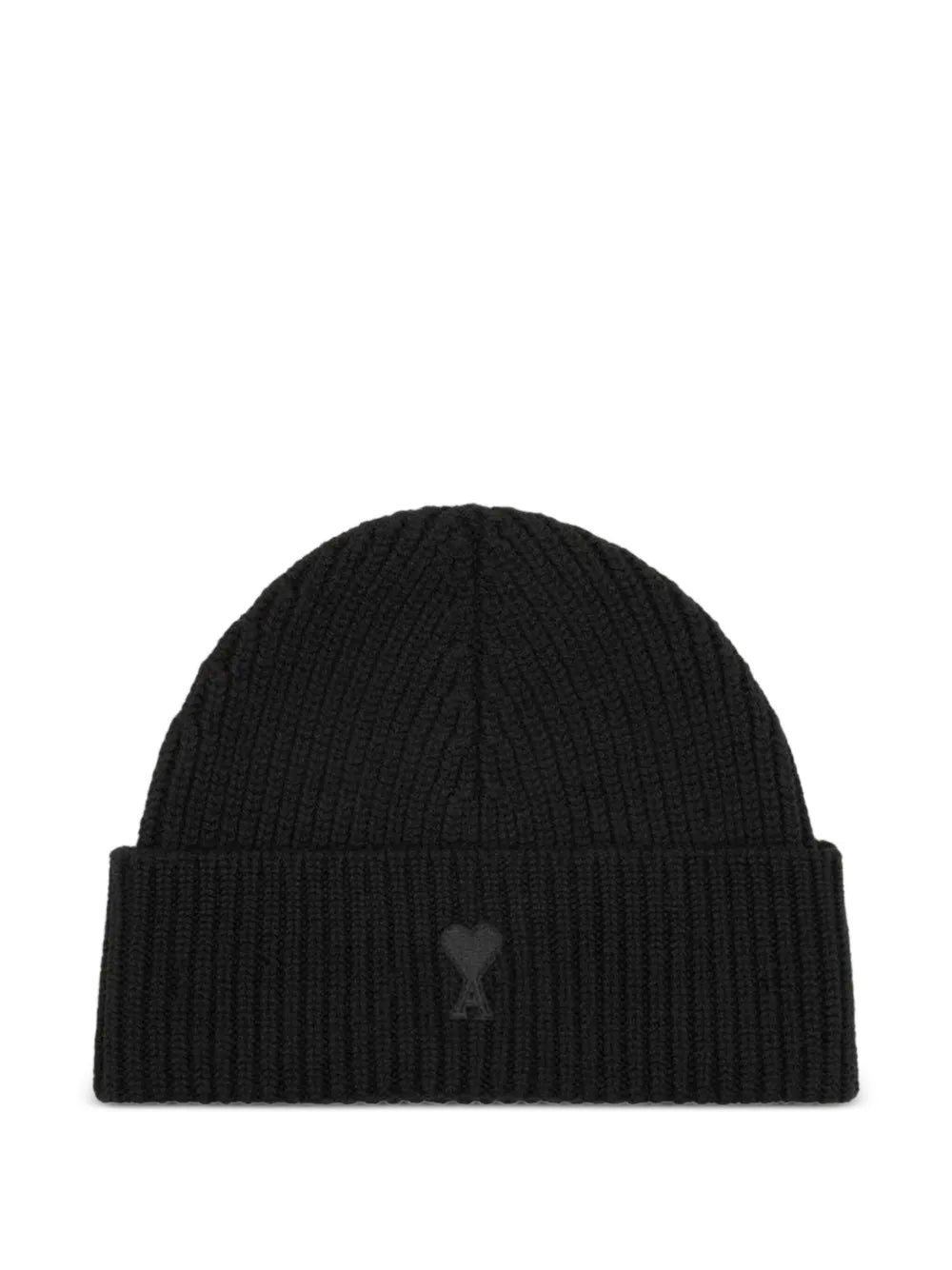 AMI Paris  logo-embroidered ribbed beanie hat