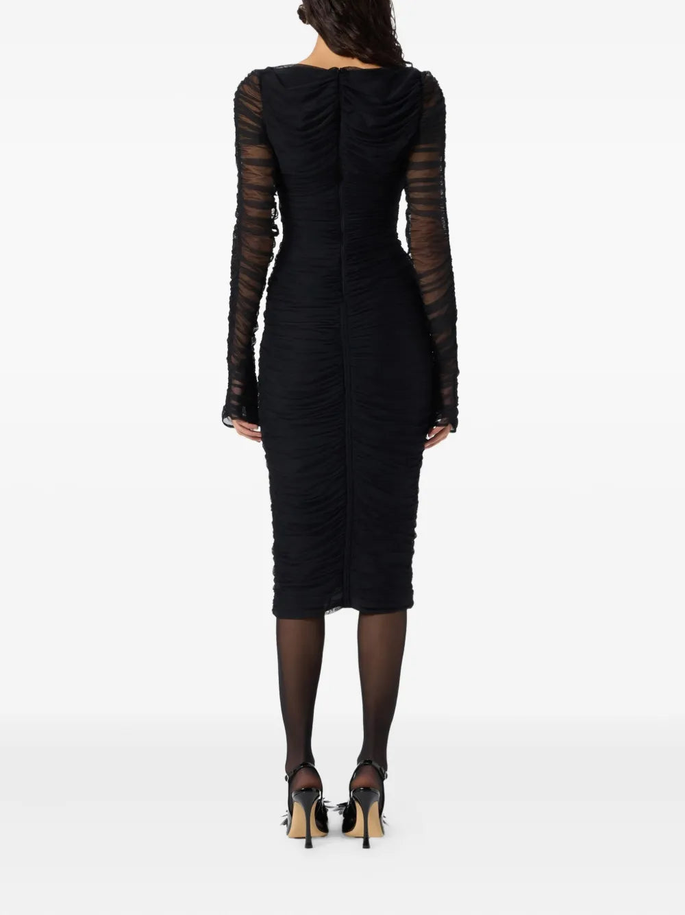 Blumarine  flower-embellished gathered midi dress