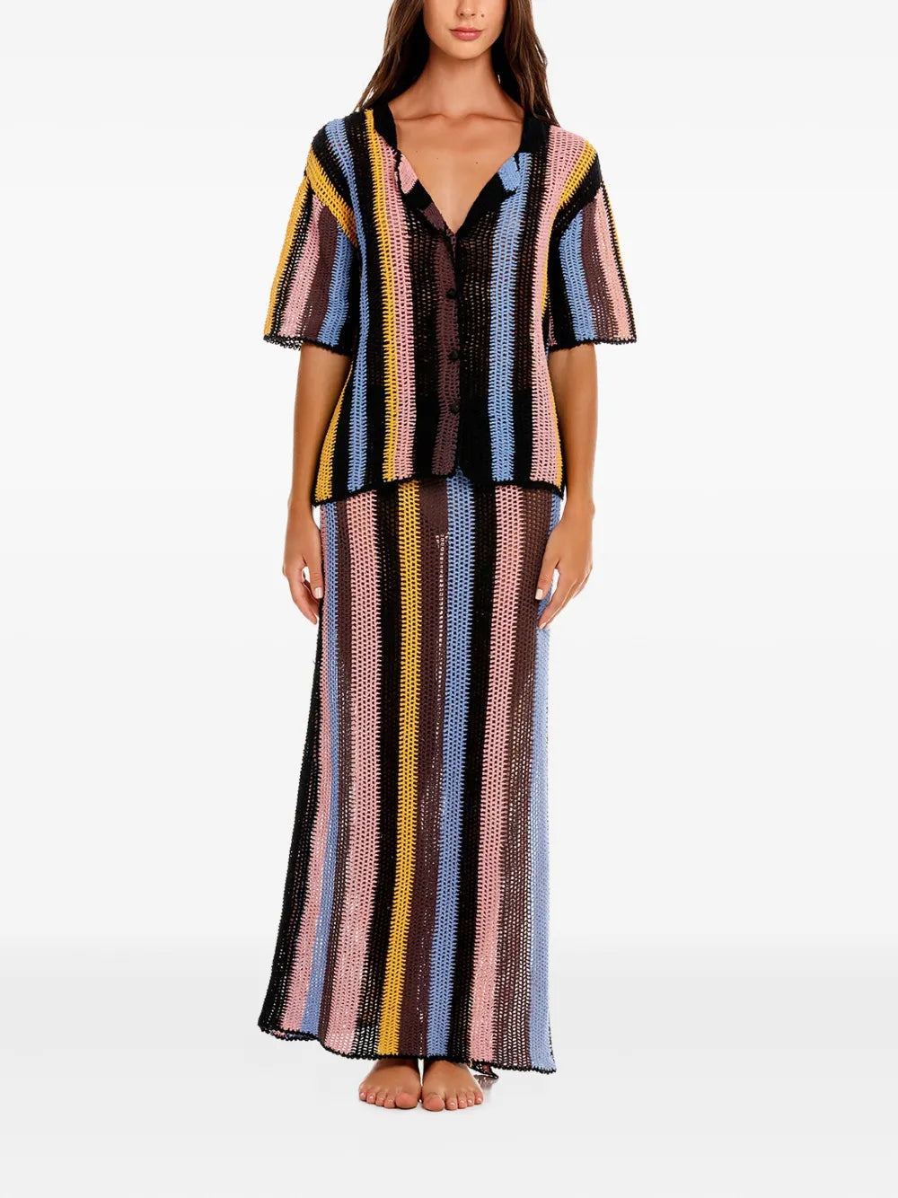 Agua Bendita  Axel stripe crochet shirt