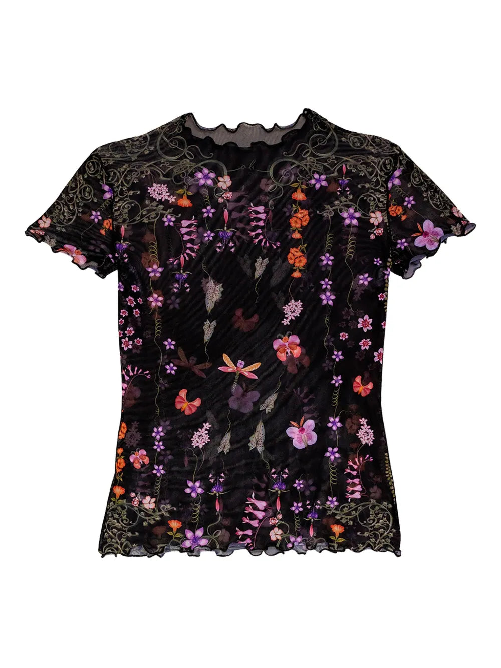 Agua Bendita  floral-print mesh t-shirt