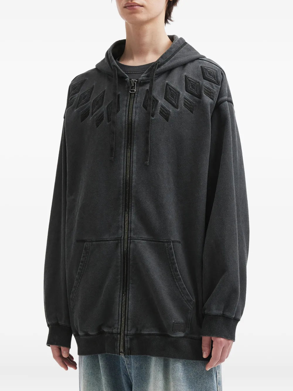 aftermaths  embroidered zip-up hoodie