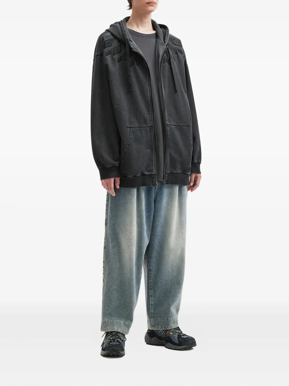 aftermaths  embroidered zip-up hoodie