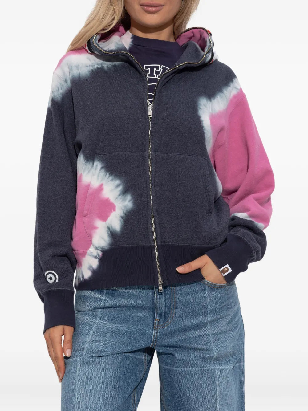 A BATHING APE® tie-dye shark-detail hoodie