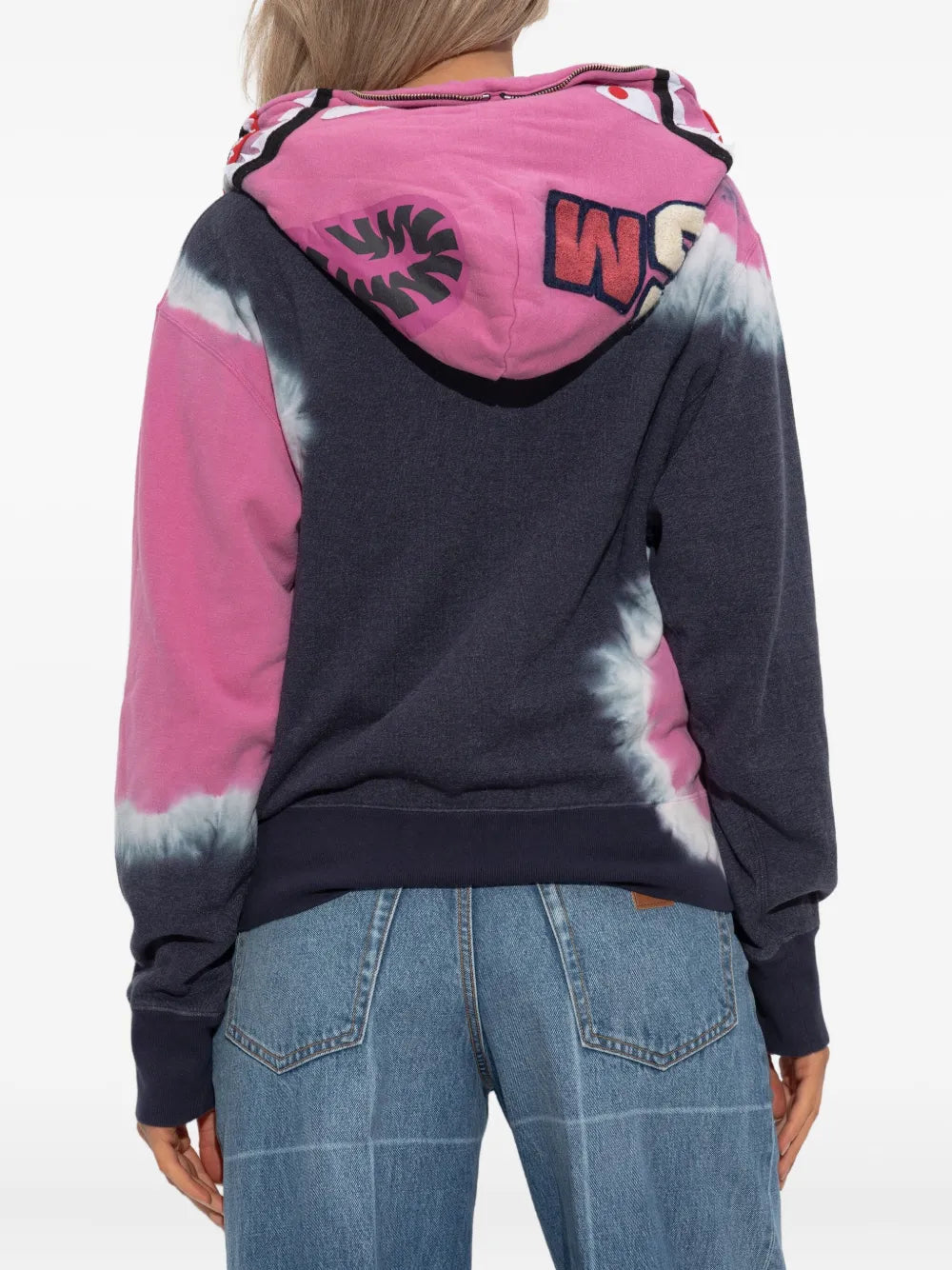 A BATHING APE® tie-dye shark-detail hoodie