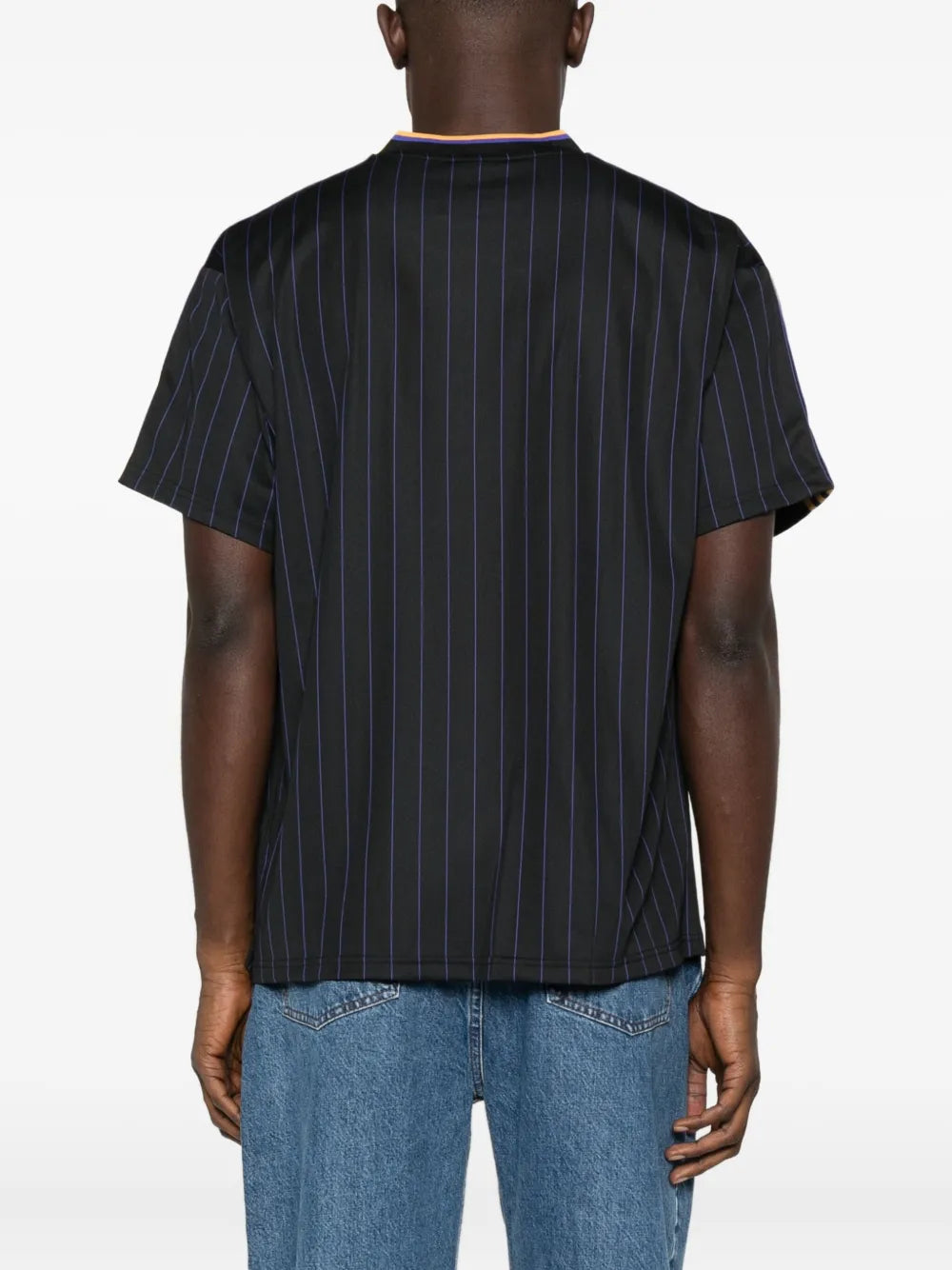 adidas  pinstripe-striped three-stripe logo T-shirt