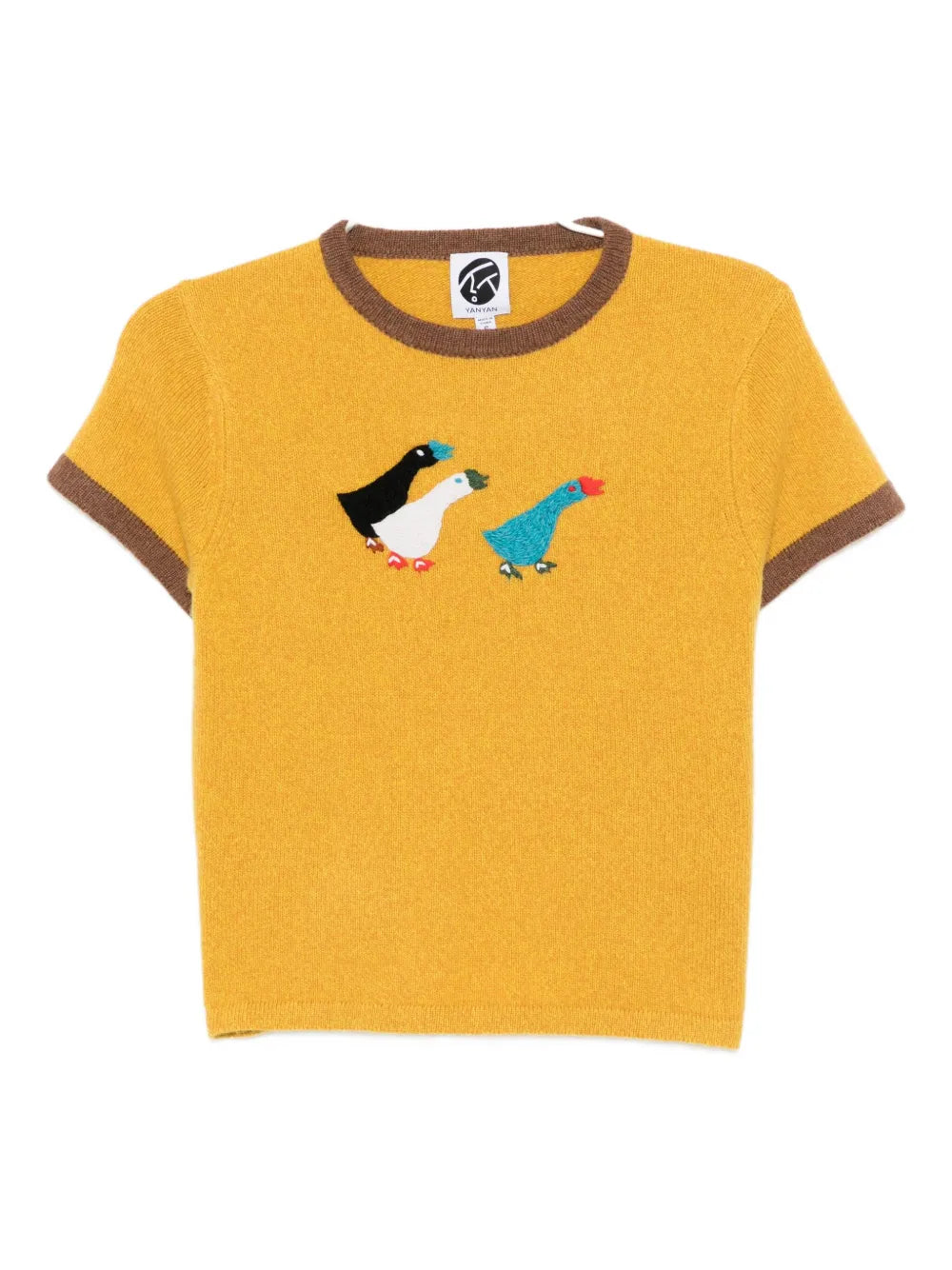YANYAN KNITS  geese-embroidered T-shirt