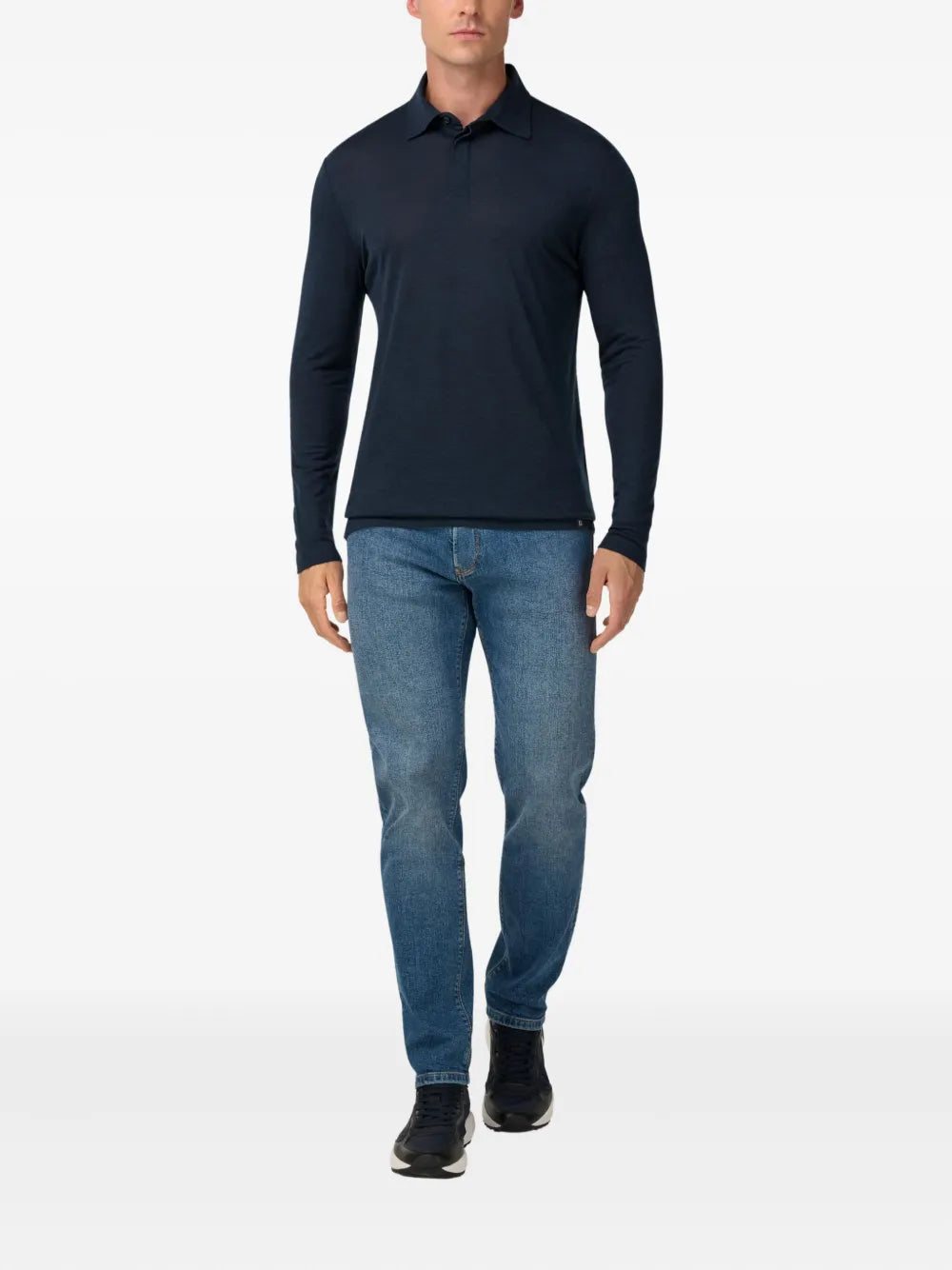 Boggi Milano  Polo Shirt in a Blend of Wool and Tencel
