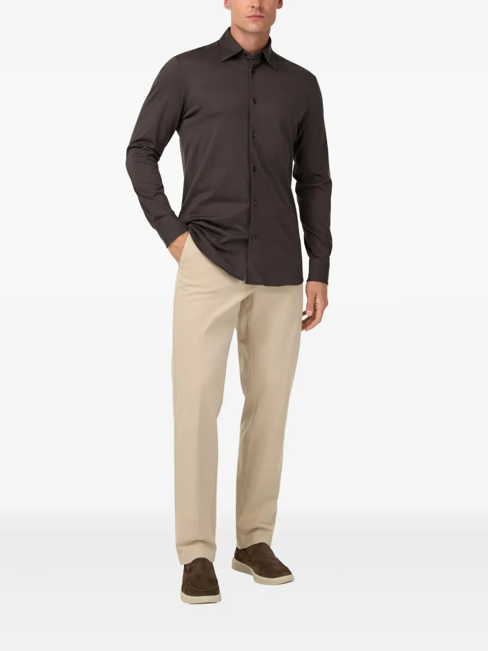 Boggi Milano  Regular Fit Cotton and Silk Polo Shirt