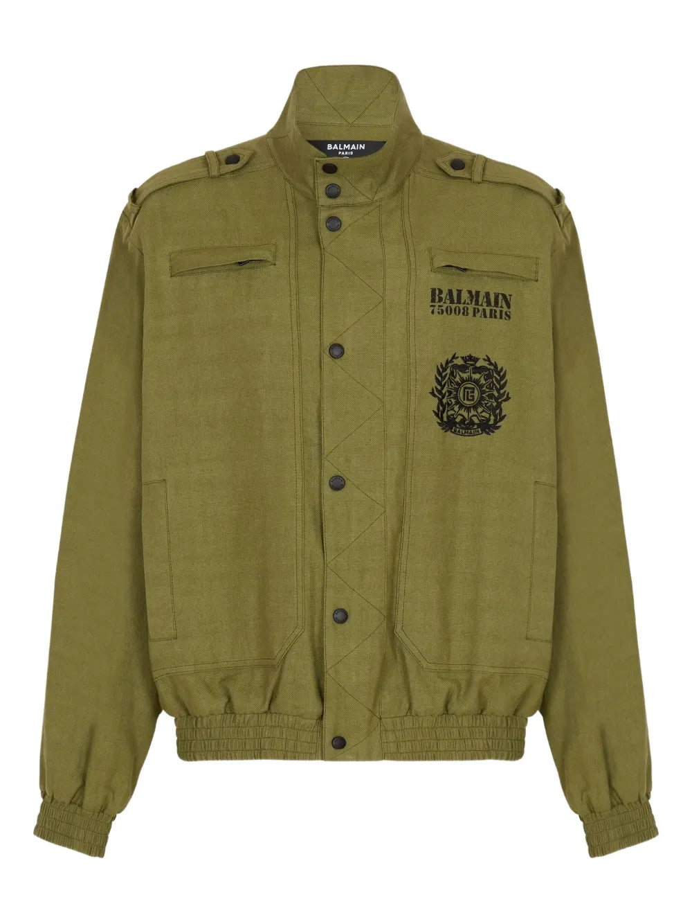 Balmain  embroidered-logo cotton bomber jacket