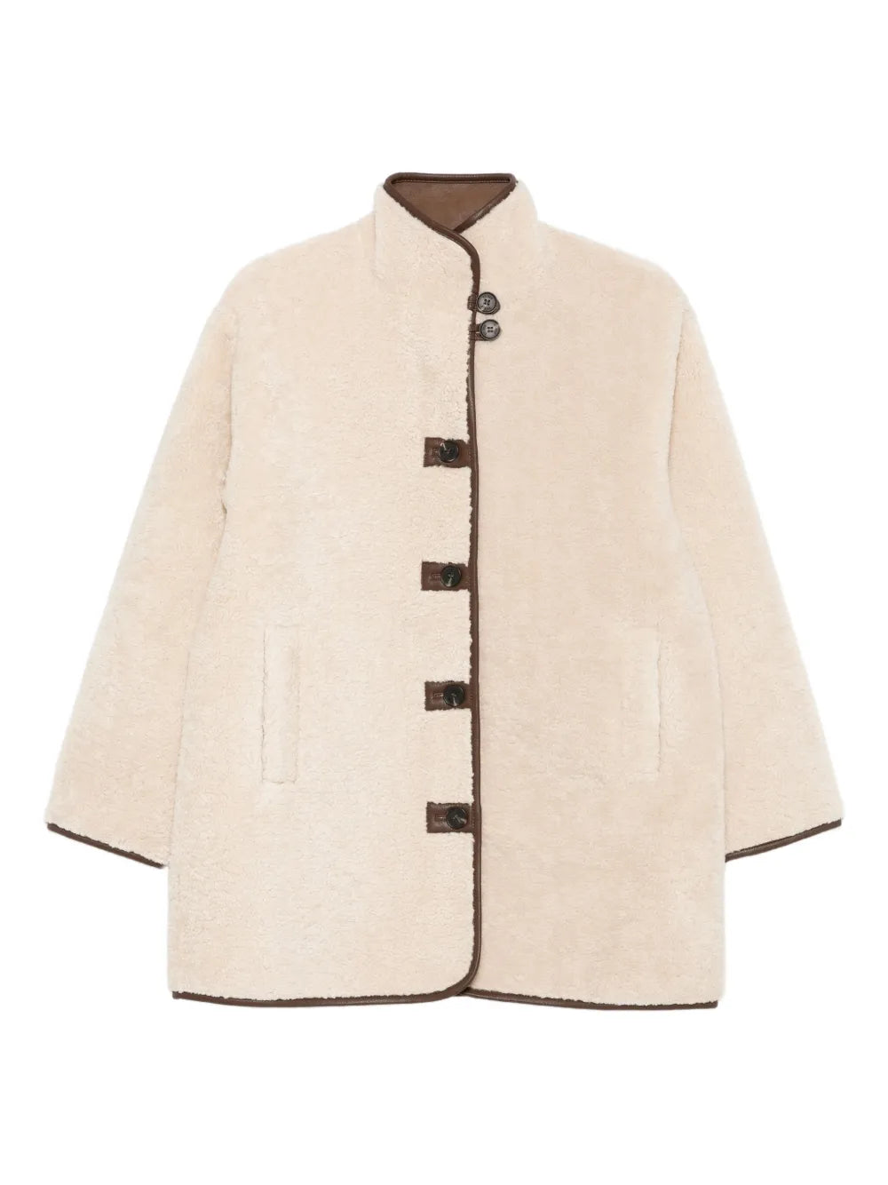 YERSE  button-fastening shearling coat
