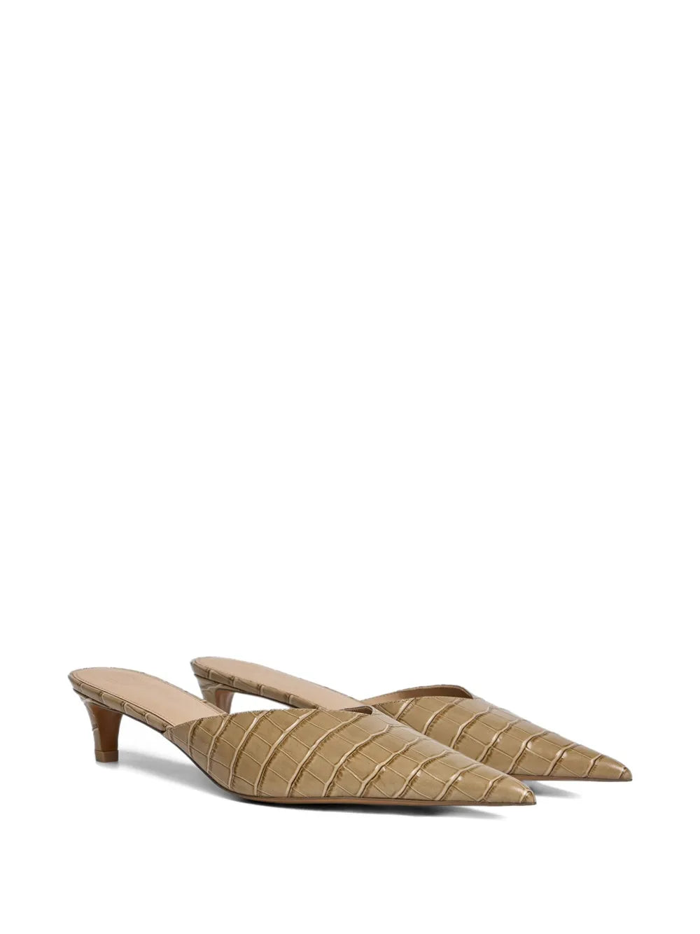 12 STOREEZ  40mm crocodile-embossed pointed-toe mules