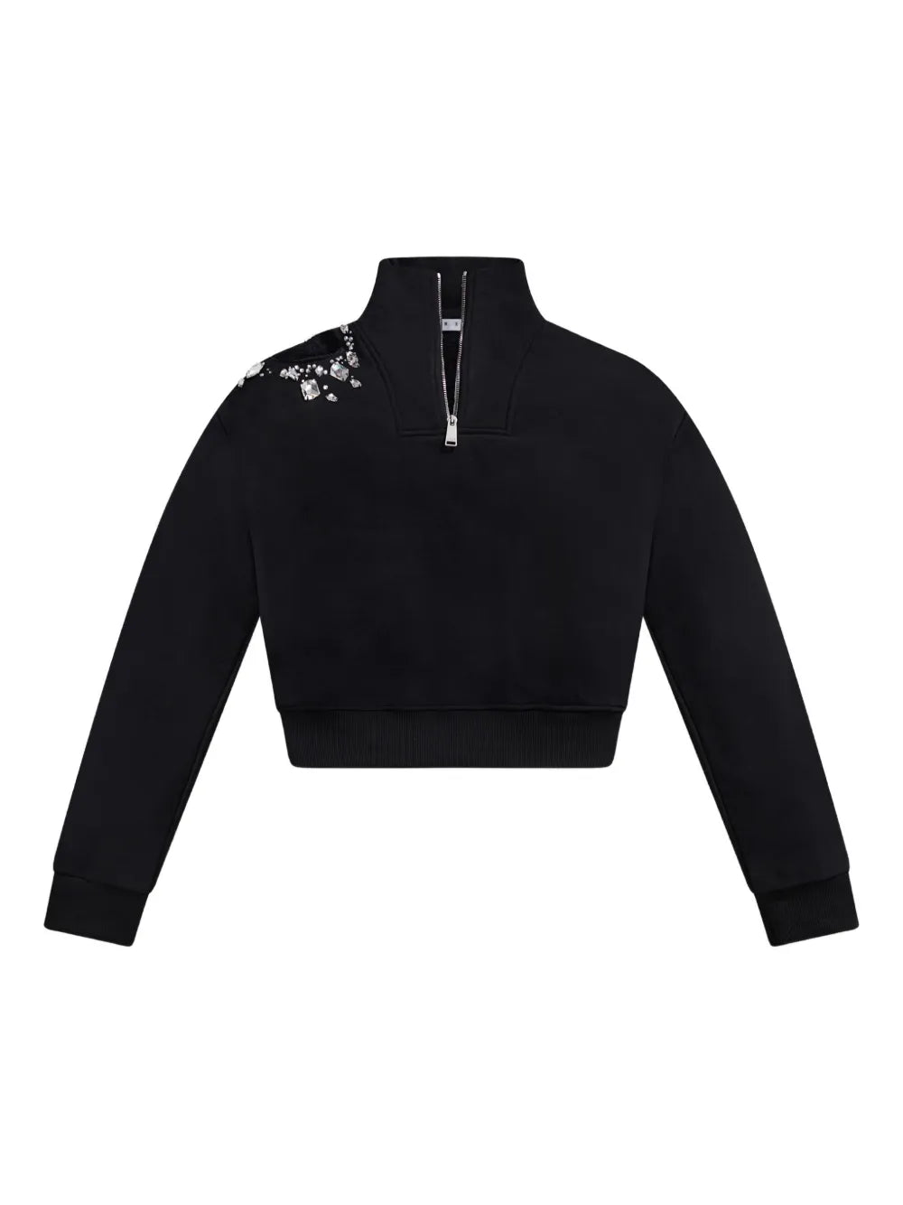 AREA  crystal cut-out half-zip sweatshirt