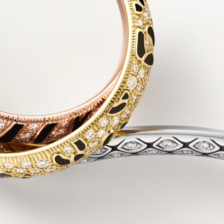 Cartier Trinity two-finger ring, lacquer, paved