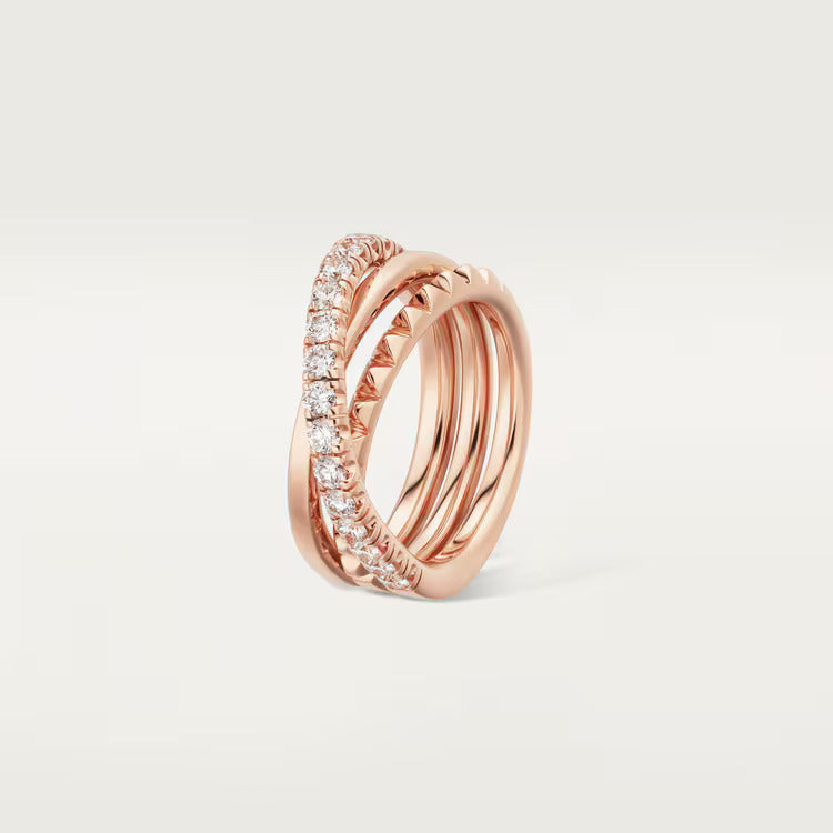 Cartier Agrafe ring, triple row, half-paved