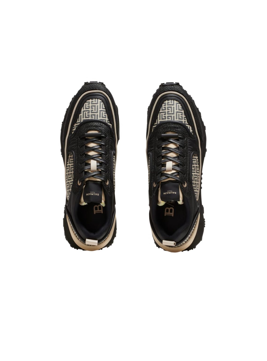 Balmain Racer monogrammed nylon and leather trainers