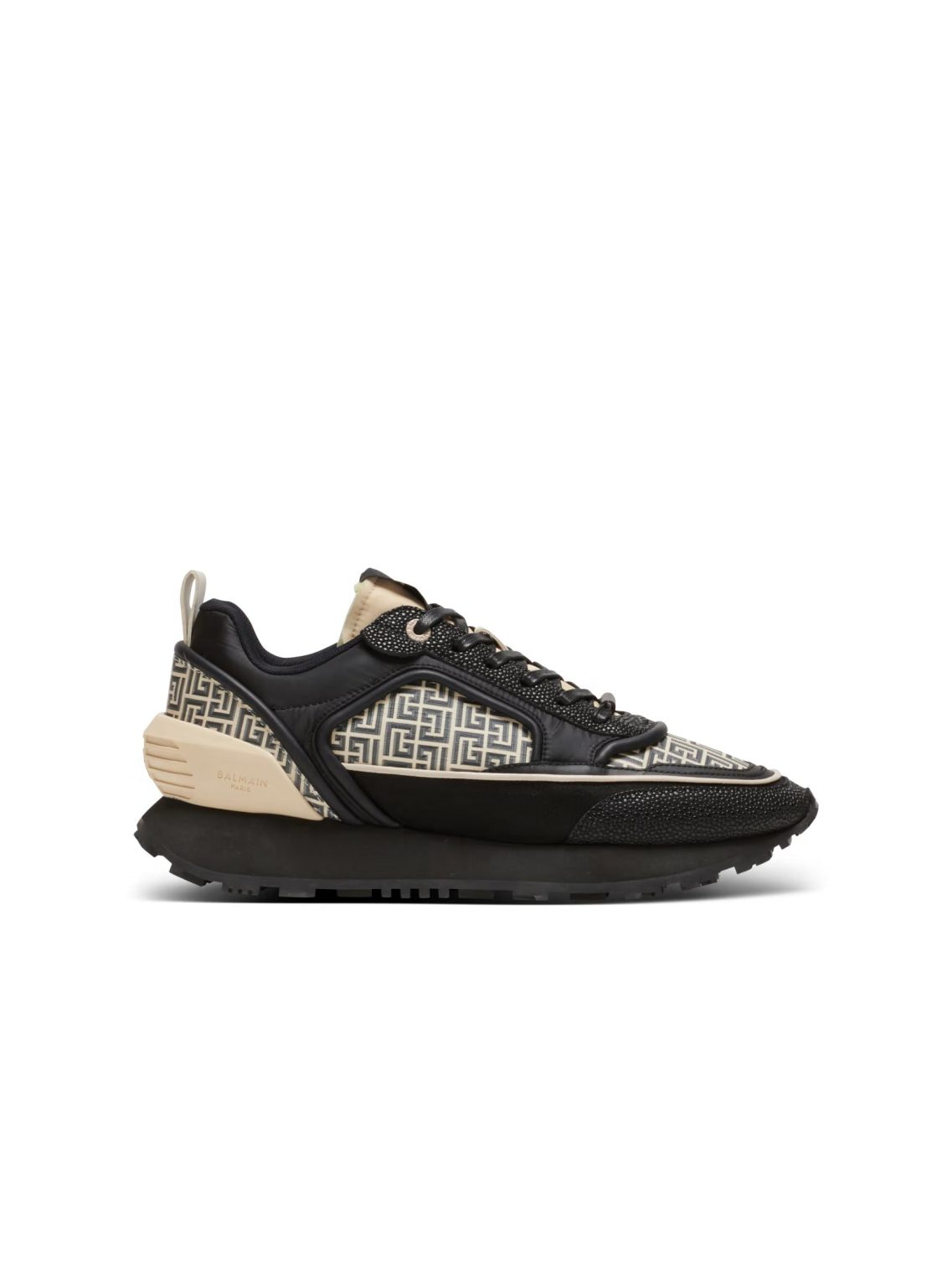 Balmain Racer monogrammed nylon and leather trainers