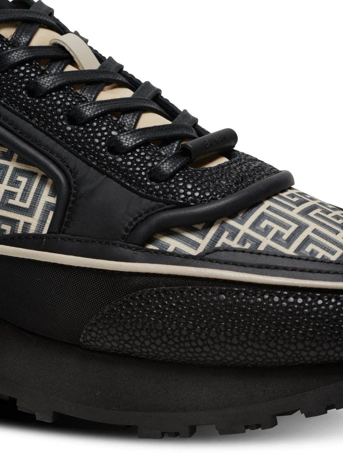 Balmain Racer monogrammed nylon and leather trainers